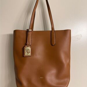 Ralph Lauren Brown Leather Tote (w Long Strap)